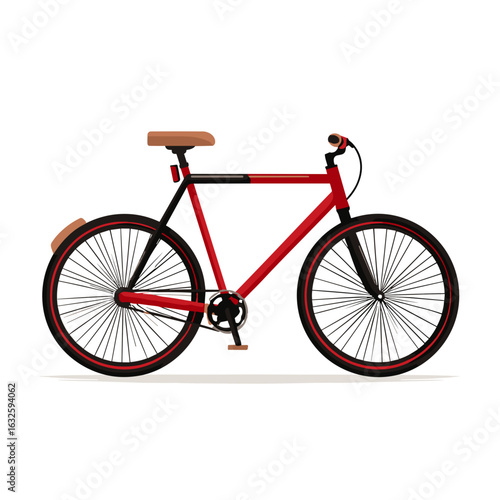 Stylish red bicycle with black accents stands against a plain background showcasing modern design and functionality