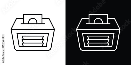 Money counting machine icon line symbol concept, vector illustration