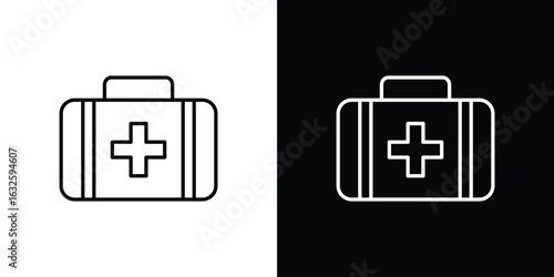 Medical aid kit icon line symbol concept, vector illustration