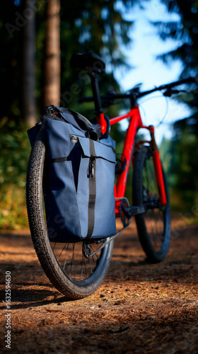 Robust blue nylon bike bag with simple design
