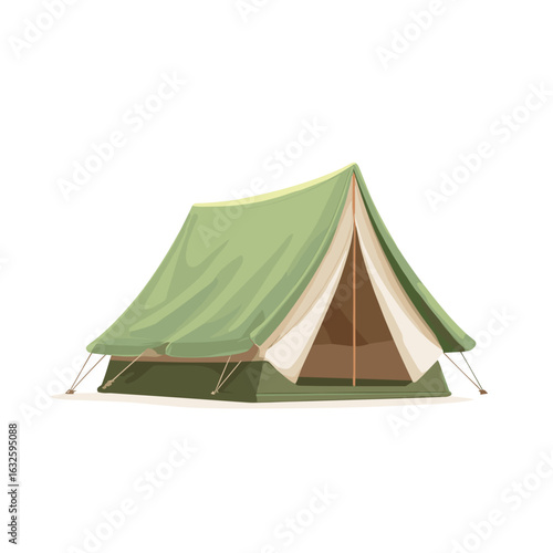 Green camping tent set up in a natural location during daytime hours for outdoor adventures and gatherings
