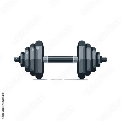 Weightlifting equipment on a clean surface used for fitness training or bodybuilding at a home gym