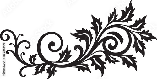 Wallpaper Mural Silhouette of a Leafy Plant Branch Torontodigital.ca