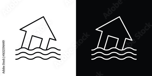 Flood icon line symbol concept, vector illustration