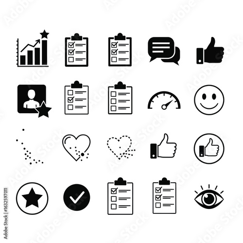 Rating, Review and Feedback Silhouette Icons