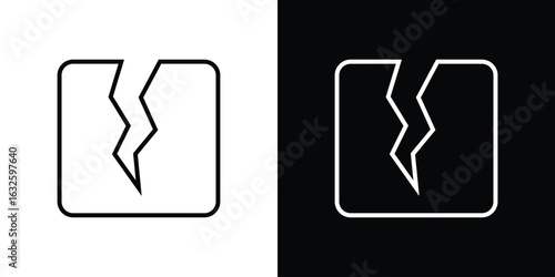 Crack icon line symbol concept, vector illustration