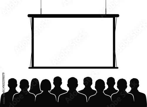 Presentation screen with audience silhouette vector stock image