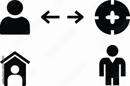 Person house arrows target silhouettes vector