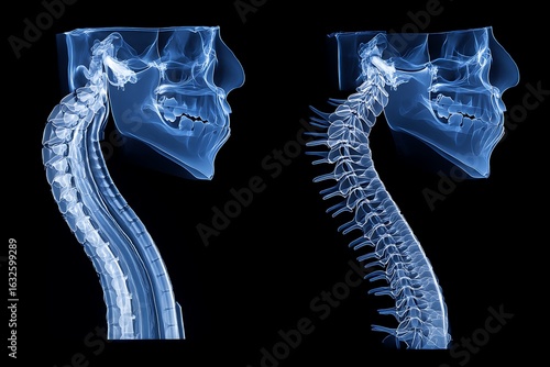 Esophagram X-ray showing AP and lateral views of a barium swallow, used for medical imaging and diagnostic purposes.