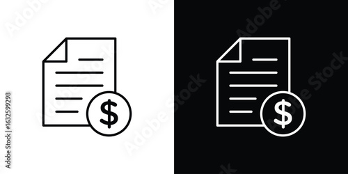 Bill paid icon line symbol concept, vector illustration