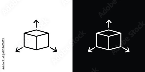 3D modeling icon line symbol concept, vector illustration