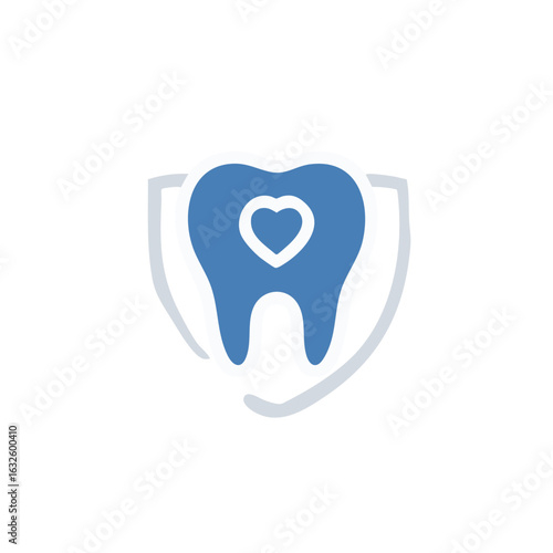 Dental health vector tooth with heart icon for dentistry