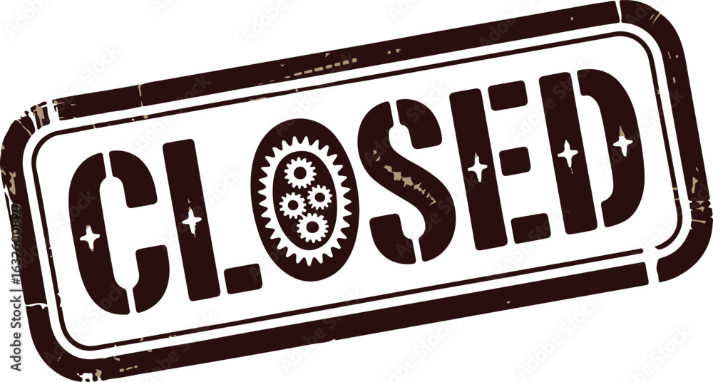 Fototapeta premium Brown Closed Stamp Vector Illustration with Gear Icon on Transparent