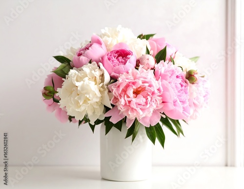 Wallpaper Mural Delicate bouquet of peonies in a vase Torontodigital.ca