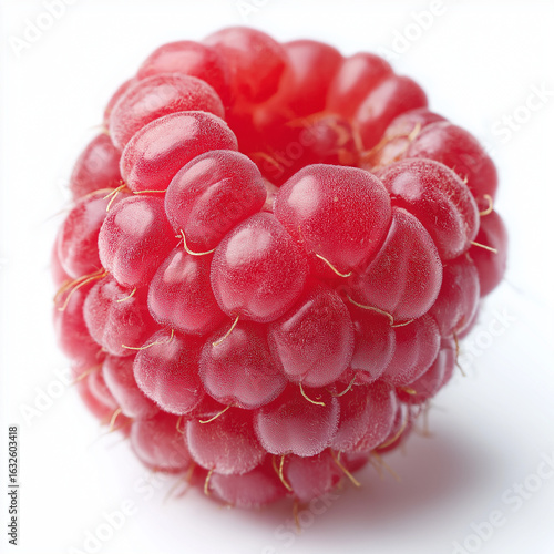 Natural Red Raspberry – Pure White Background Composition