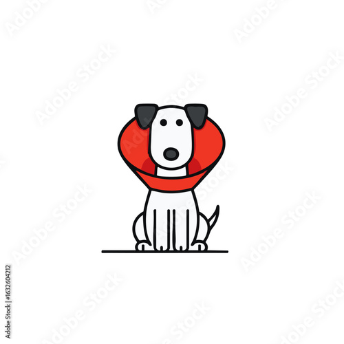 Dog cone vector - pet medical recovery illustration