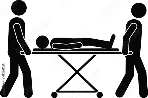 Emergency stretcher vector patient transport illustration
