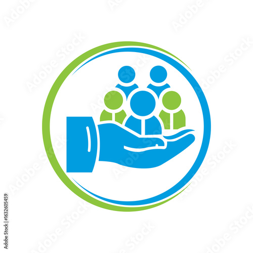 Modern Hand Holding People Group Logo Design  Community Support Charity Unity Care Icon Vector Template