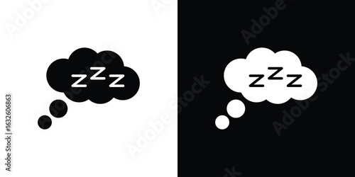 Zzz icon in flat style, filled black symbol