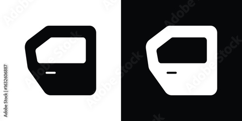 car door icon in flat style, filled black symbol