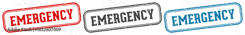emergency stamp. emergency rectangular stamp set isolated on white background