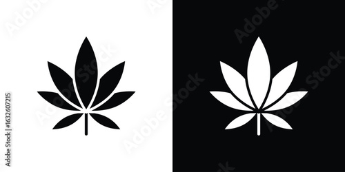 Weed icon in flat style, filled black symbol