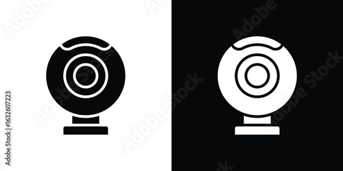 Webcam icon in flat style, filled black symbol