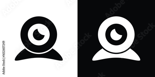 Web camera icon in flat style, filled black symbol
