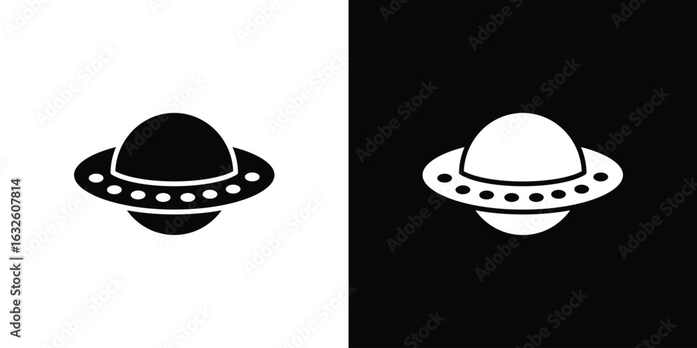 Fototapeta premium UFO icon in flat style, filled black symbol
