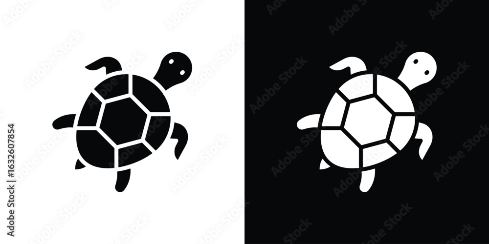 Obraz premium Turtle icon in flat style, filled black symbol