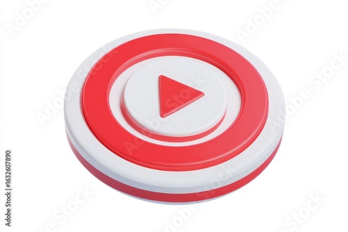 Free Download Play button icon design with red and white concentric circles. - GFXLoad