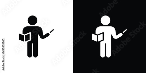 Teaching icon in flat style, filled black symbol
