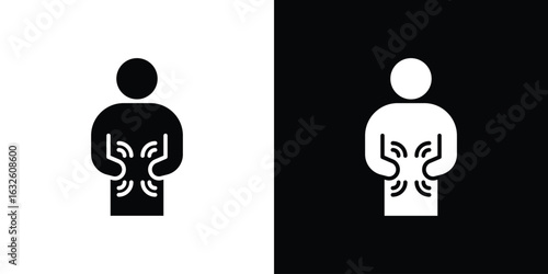 Stomachache icon in flat style, filled black symbol
