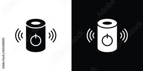Smart speaker icon in flat style, filled black symbol
