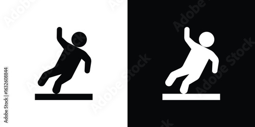 Slippery floor icon in flat style, filled black symbol