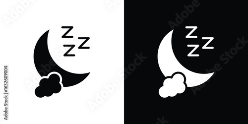 Sleep icon in flat style, filled black symbol