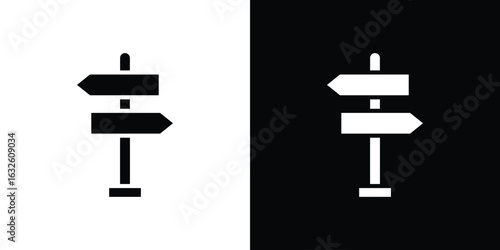 Signpost icon in flat style, filled black symbol