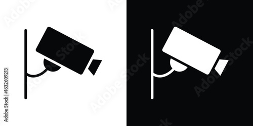 Security camera icon in flat style, filled black symbol