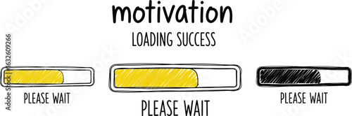 Motivation loading success progress bar waiting concept art