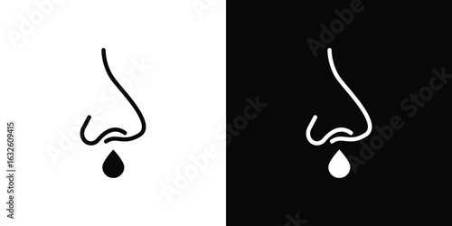 Runny nose icon in flat style, filled black symbol