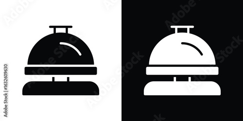 Reception bell icon in flat style, filled black symbol