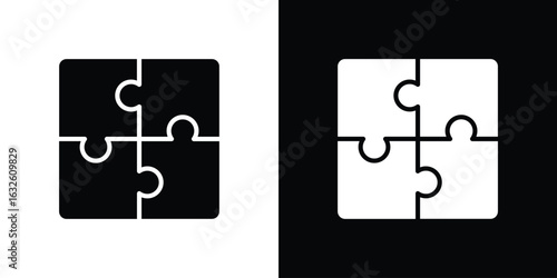 Puzzle icon in flat style, filled black symbol
