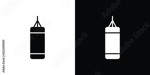 Punching bag icon in flat style, filled black symbol