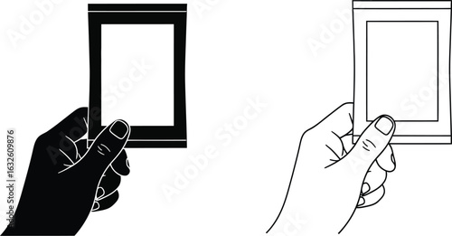 Hand holding sachet packet mockup product presentation design