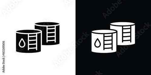 Oil storage icon in flat style, filled black symbol