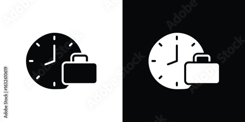 Office time icon in flat style, filled black symbol