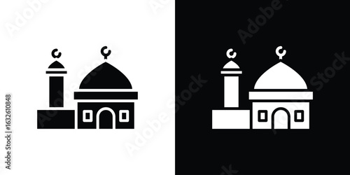 Mosque icon in flat style, filled black symbol