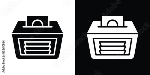 Money counting machine icon in flat style, filled black symbol