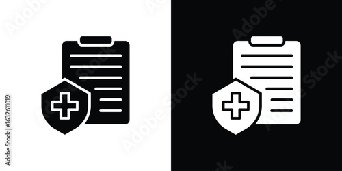 Medical insurance icon in flat style, filled black symbol