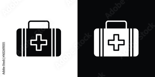 Medical aid kit icon in flat style, filled black symbol